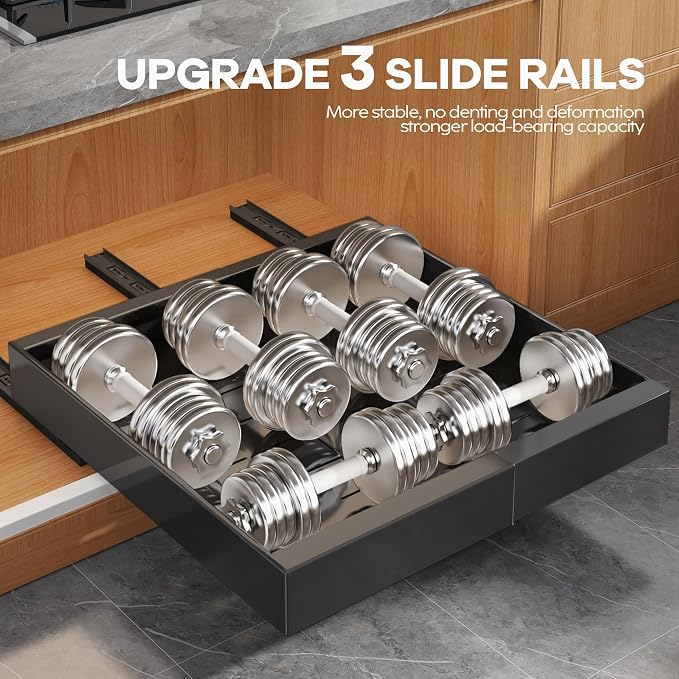 Seinloes 6Pack Expandable Pull Out Cabinet Organizer 21"Deep with Raising Pad for Framed Cabinets,Slide Out Drawers with 4pcs Divider Racks,Roll Out Shelves Adhesive,Adjustable Width 12.05"-20.4"Black