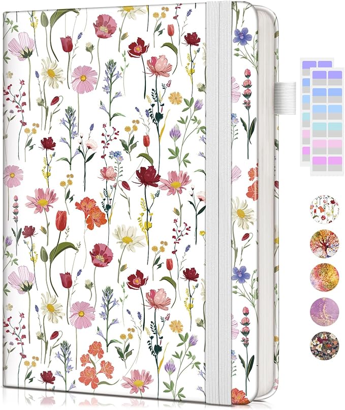 Lined Journal Notebook for Women Men, 256 Numbered Pages Hardcover Notebooks for Work, A5 Journaling Notebooks, College Ruled Journals for Writing Business School 5.75" x 8.38" Wildflower Garden