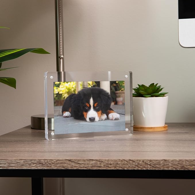 Mind Reader 3-Piece Desk Organizer Set, Pen Holder, Photo Frame and Sticky Note Tray, Desktop Organization, Office, Acrylic, Clear