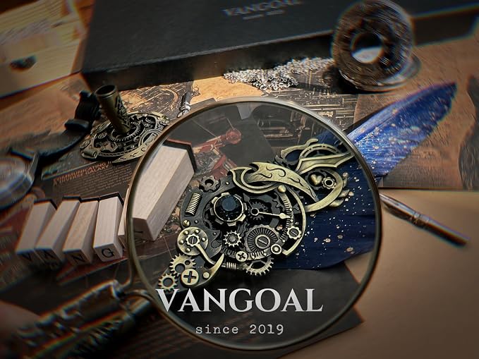 VANGOAL Steampunk Feather Pen and Ink Set with Gift Box, Vintage Quill Pen for Writing, Calligraphy Pen Set for Office Supplies, Birthday, Wedding, Christmas Gift (Blue)