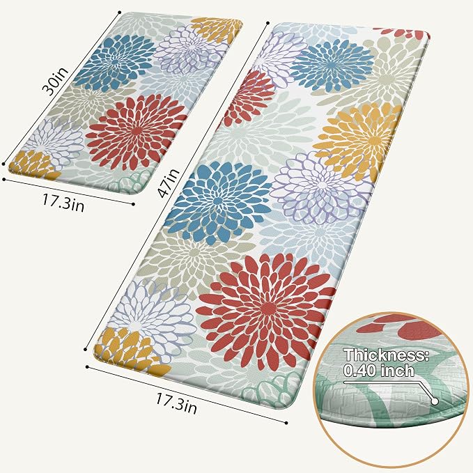 MAYHMYO Kitchen Mats for Floor - Kitchen Anti Fatigue Mat Set of 2 - Non Slip Cushioned Rugs for Standing