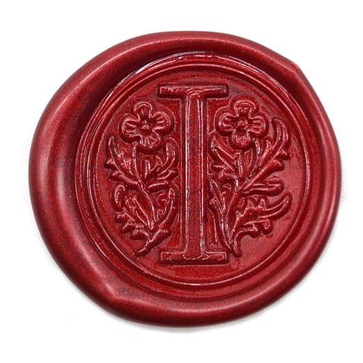 Medieval Initial Alphabet Wax Seal Stamp, Brass Head Wooden Handle, for Thanksgiving Card/Envelope/Gift Wrap/Wedding Engagement Party Invitation - Letter I