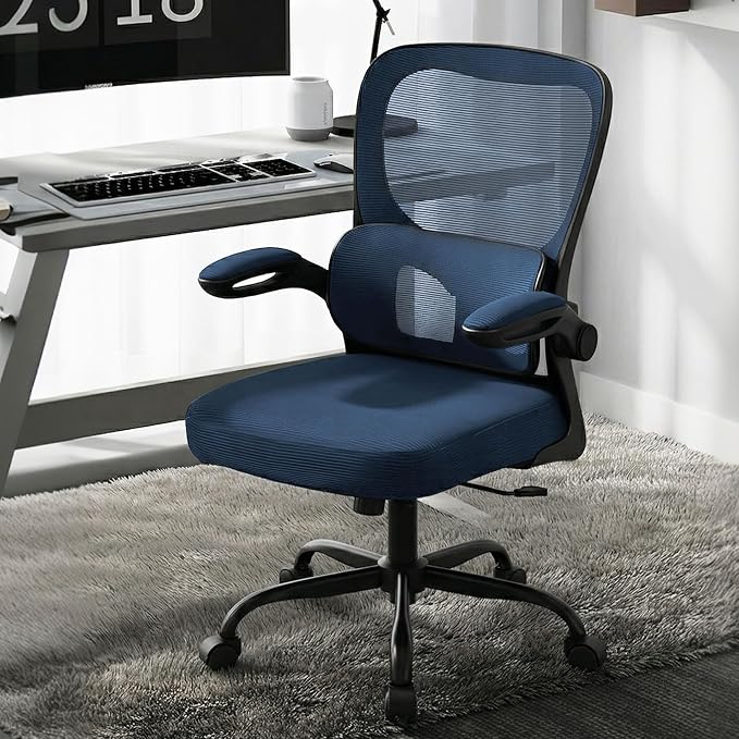 AreShark Office Chair Ergonomic Desk Chairs with Adjustable Lumbar Support, High Back Breathable Mesh Chair with Wheels& Flip-up Armrests,Rolling Swivel Comfy Task Computer Chair for Home Work Gaming