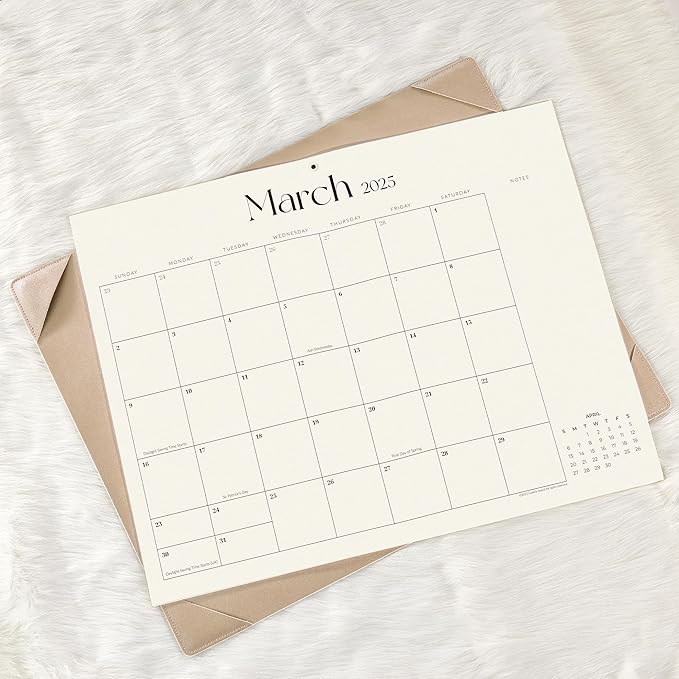 Simplified Desk Calendar 2026 with Desktop Mat, Cabbrix Large Desk Pad Calendar 21" x 16-1/2" Runs From January 2026 to June 2027, Desk Blotter Calendar for Home School and Office (Apricot)