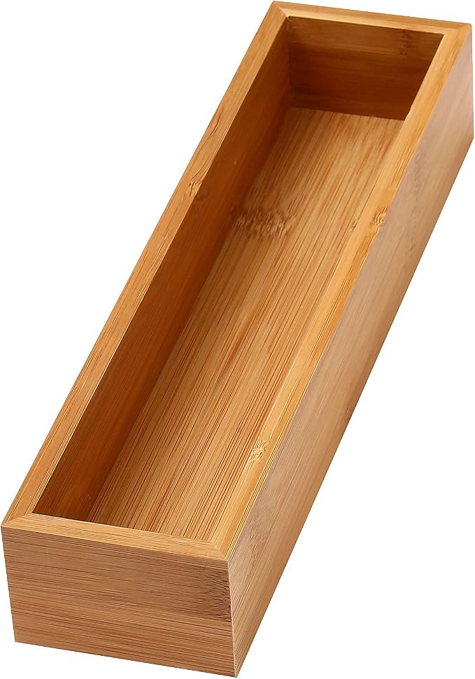 YBM HOME Pack of 12 Bamboo Drawer Organizer Storage Box for Kitchen Drawer, Junk Drawer, Office, Bedroom, Children Room, Craft, Sewing, and Bathroom, 3x12x2 inch Natural Wood