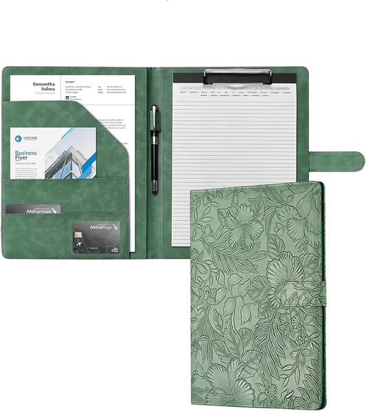 Clipboard Folder Padfolio, Mymazn Writing Portfolio Faux Leather Clipboards with Cover for Legal Pad Holder Letter Size A4 8.5 x 11 for Business Conference Notepad Clip Boards
