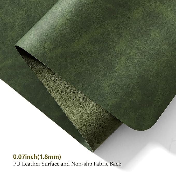 Distressed Leather Desk Mat - Non-Slip PU Desk Pad for Office and Home - Desk Organization and Accessories - Ideal for Large Mouse Pad and Desk Mats on Top of Desks(Forest Green,47.2"x 17")