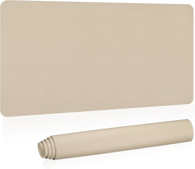PATIKIL Desk Mat, 31"x15" Non-Slip Waterproof PU Leather Desktop Protector Dual Sided Desk Pad, Khaki