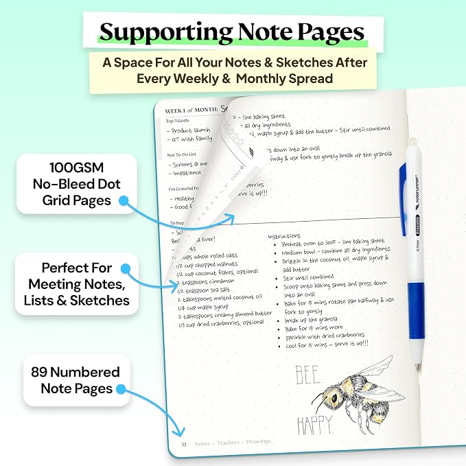 Roterunner Purpose Planner Notebook A5 5.8”x8.3” Undated 2026 Daily Weekly and Monthly Productivity Goal Setting Tool for Work Home ADHD Planner for Adults Self Care Journal (Teal Softcover)