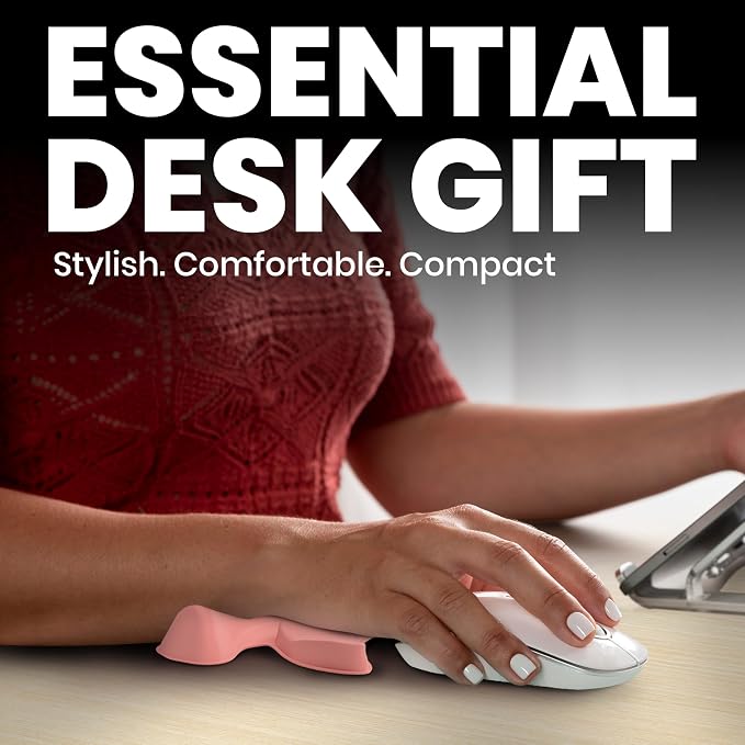 GlideX r2.0 Ergonomic Mouse Wrist Rest – Compact Sliding Wrist Pad with Low Profile Design for Desk Laptop Travel, Fits Small to Medium Hands (Pink)