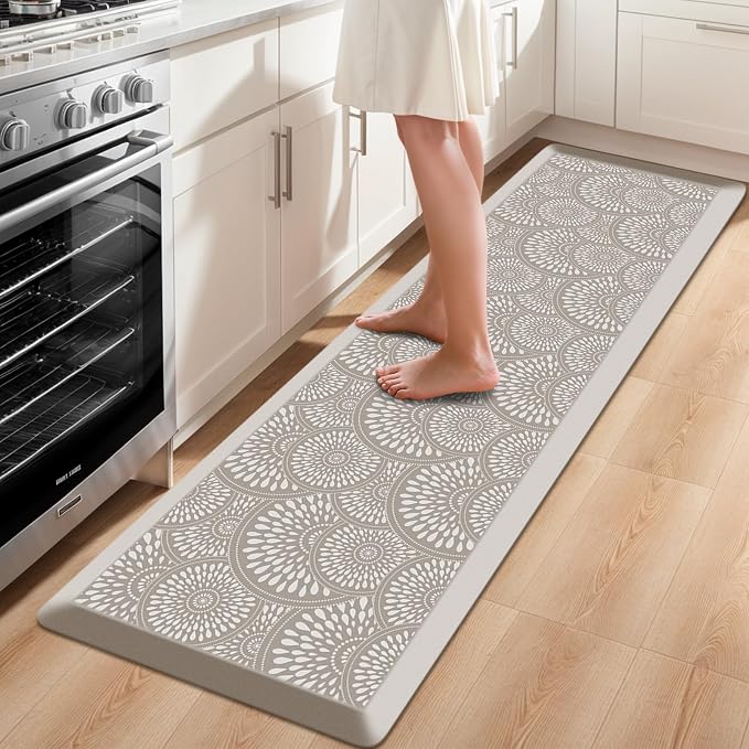 Mattitude 4/5 Inch Kitchen Mat, 24x70in Heavy Duty Ergonomic Comfort Foam Standing Desk Mat, Waterproof Non-Slip Standing Mats and Rugs for Kitchen, Office, Khaki