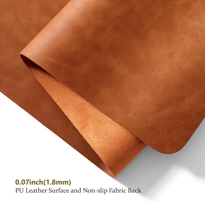 Distressed Leather Desk Mat - Non-Slip PU Desk Pad for Office and Home - Desk Organization and Accessories - Ideal for Large Mouse Pad and Desk Mats on Top of Desks(Tan,47.2"x 17")