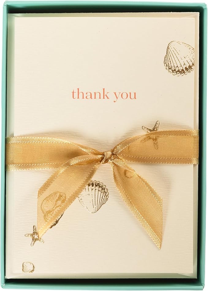 Graphique La Petite Presse Shells Thank You Notes | Blank Note Cards with Envelopes | 10 Count All Occasion Greeting Set | 3.25 x 4.75 Inches | High Quality Thick Paper Stationery with Unique Design
