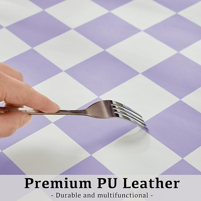 Checkered Desk Mat, 31.5" x 15.7" Large Cute Purple Aesthetic Retro Girl Women Accessories, PU Leather Computer Laptop Mat Mouse Keyboard Pad, Desk Writing Makeup Mat for Vanity/Work/Home Decor