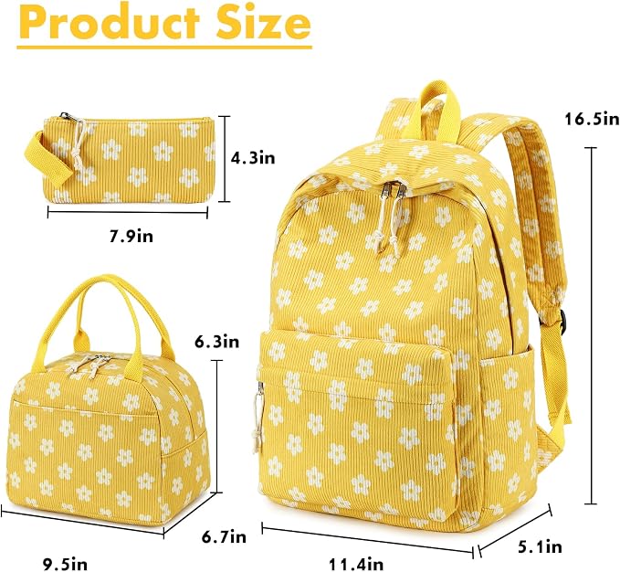Bluboon School Backpack Set Girls Womens Laptop Bookbag Casual Daypack Fits 15 inch Laptop with Lunch Tote Bag and Pencil Bag