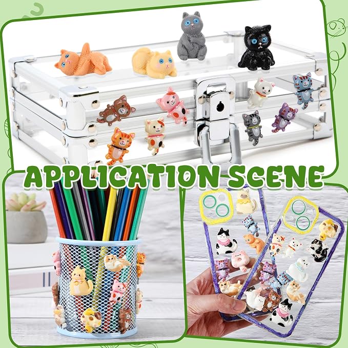 Giegxin 40 Pcs Cat Resin Charm Adorable Little Cat Miniature Figures Animal Flatback Cabochon Accessories Cute Embellishments Bulk for Jewelry Cellphone Case Scrapbooking Headband DIY Craft Making