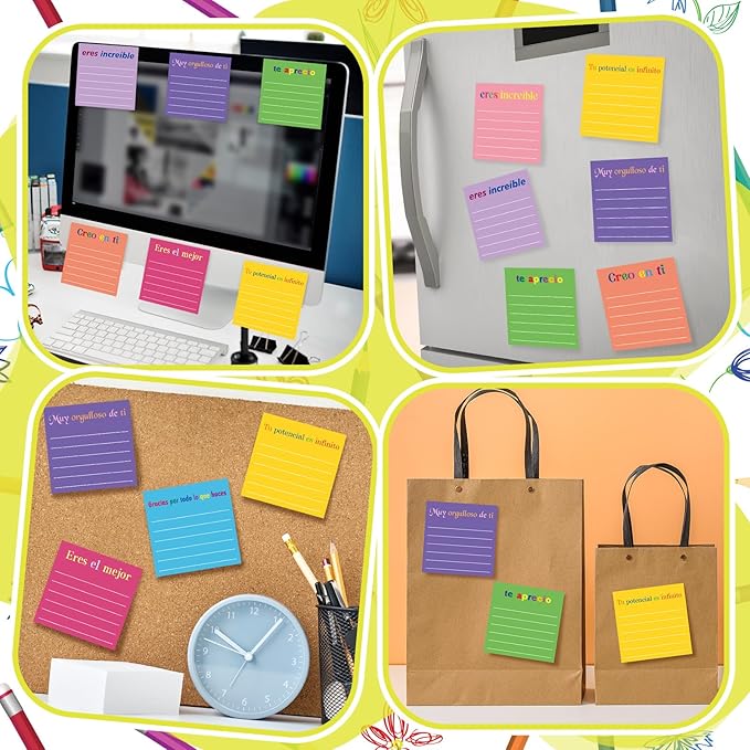 Yinder 24 Pcs Inspirational Sticky Notes Thank You Gift Motivational Sticky Note Pad Employee Appreciation Gift Bulk for Staff Coworker Teacher Nurse Office Groups 3 x 3'' (Appreciation,Spanish)