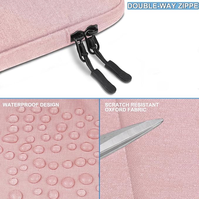 Laptop Sleeve Bag 13.3 inch, Shockproof Protective Computer Cover with Accessories Pocket, Portable Laptop Case Compatible with MacBook Air/Pro 13-13.3 inch, Compatible for MacBook Pro 14 inch, Pink