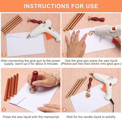 Sealing Wax Sticks 12P with Glue Gun, Luxiv 5.4" Sealing Wax Sticks 10MM Fire Manuscript Glue Gun Wax Seal Stamp for Wedding Invitations, Envelopes Seal, Package Decoration Seal Wax Stick (Champagne)