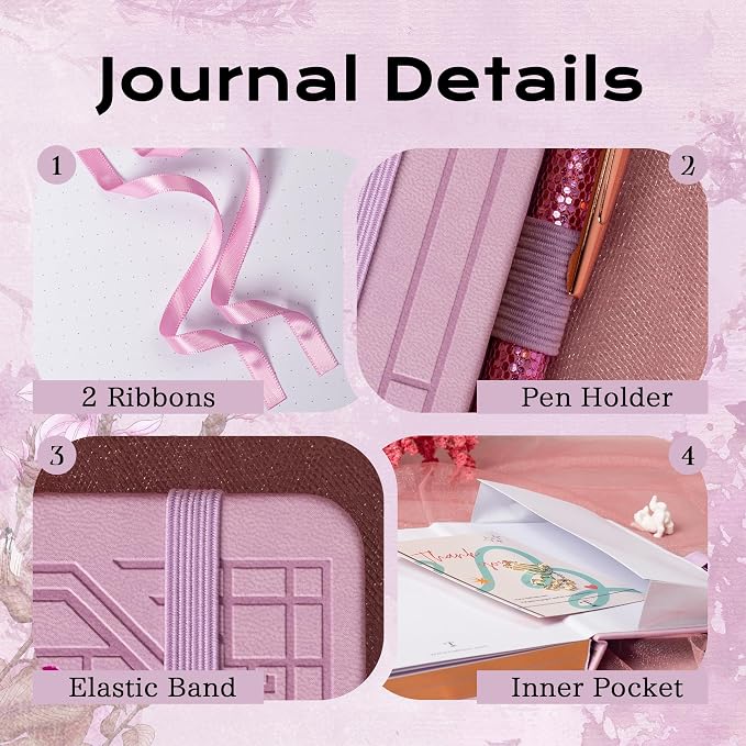 TIEFOSSI A5 Dotted Journal, Cute Cat Journal for Women Girls, Dot Notebook with Pretty Sakura Pattern, Aesthetic Diary for Writing Journaling Drawing, Golden Edges