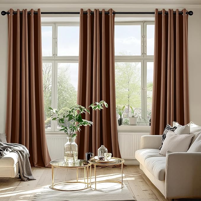 MIULEE Blackout Curtains for Bedroom Living Room 2 Panels, Thermal Insulated Room Darkening Drapes Grommet Noise Reducing Light Blocking Window Treatments 96 Inches Long 40x96 Inch Mocha Brown