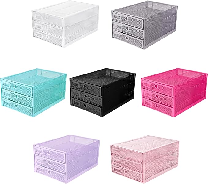 Exerz Paper Sorter 3 Drawer Wire Mesh A4 / Desk Multifunctional Desk Organiser/Multi-Layer Letter Tray - for Documents, Magazines, Notebooks and Letter | Desk Organiser Pull Out Trays Keep Files Letters Magazines Folders Notebooks Neatly Separated Easy...