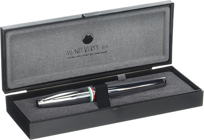 Monteverde USA Aldo Domani Italia Fountain Pen Mirror Chrome - Medium Nib - Luxury Writing Pen - Italian Design - JoWo Stainless Steel Nib - Smooth Ink Flow - Refillable - Gift Box Included