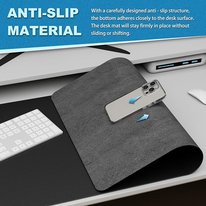 K KNODEL Large Desk Protector Mat and Pad for Office (Black, 15.7" x 31.5") | Waterproof Desk Mat, Desk Pads and Blotters, Desktop Mat, Desk Protector and Cover, Office Computer, Laptop and Keyboard Mat