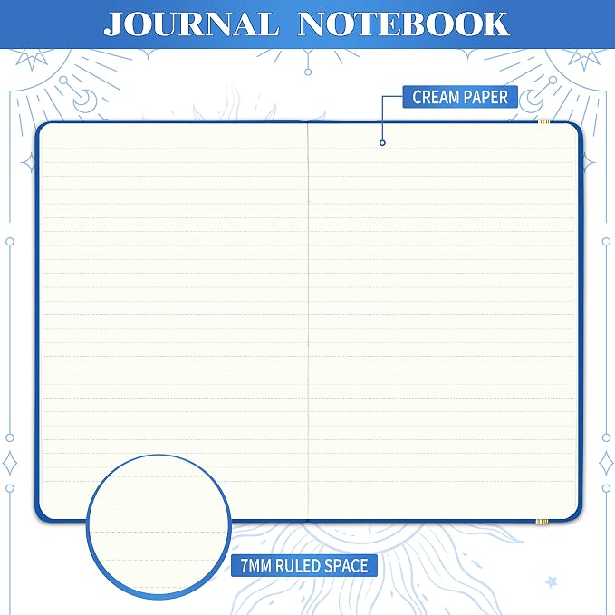 Artfan Ruled Notebook/Journal – Premium Thick Paper Faux Leather Classic Writing Notebook with Pocket + Page Dividers Gifts, Banded, Large, 144 Pages, Hard Cover, Lined (5.8 x 8.4) - Gemstone Blue