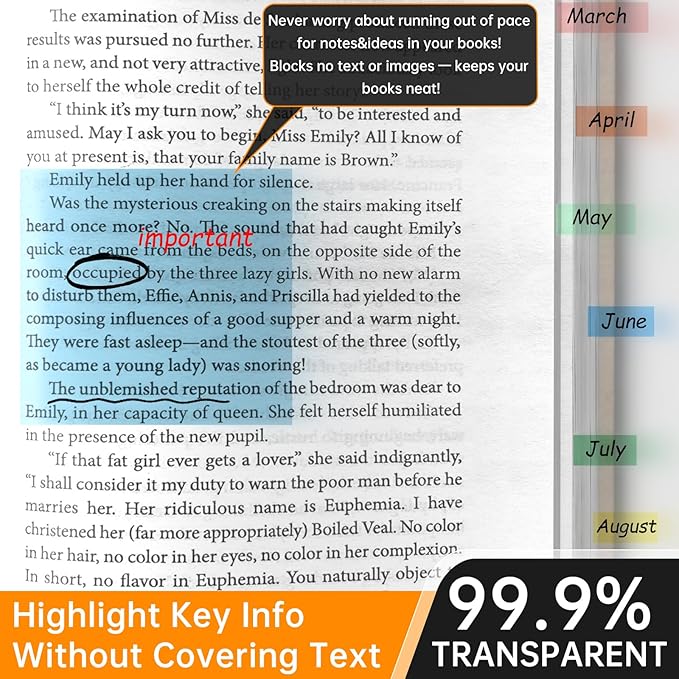 Transparent Sticky Notes with Sticky Tabs & Marker Pen, MEIGAONE 9 Pack Clear Sticky Note, Strong Adhesion, Waterproof Translucent Sticky Note for Study, Book,Office,School Supplies