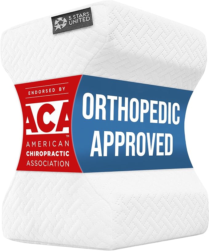 5 STARS UNITED Knee Pillow for Side Sleepers - Hip Pain Relief, Memory Foam Leg Cushion for Side Sleeping - Between Legs Pillow for Sciatica & Lower Back Pain, White