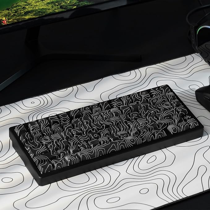 dagaladoo Black Topographic keycaps Double Shot PBT keycaps Shine Through Keyboard Keys Side Printed Key caps Cherry Profile Custom keycap Set for100%, 75%, 65%, 60% US Layout Mechanical Keyboard