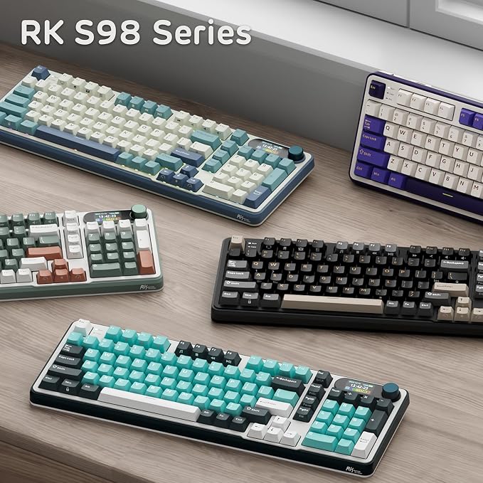 RK ROYAL KLUDGE S98 Mechanical Keyboard w/Smart Display & Knob, Top Mount 96% RGB Wireless Gaming Keyboard BT/2.4G/USB-C, Hot Swappable, Software Support, Creamy Sound, 98 Keys