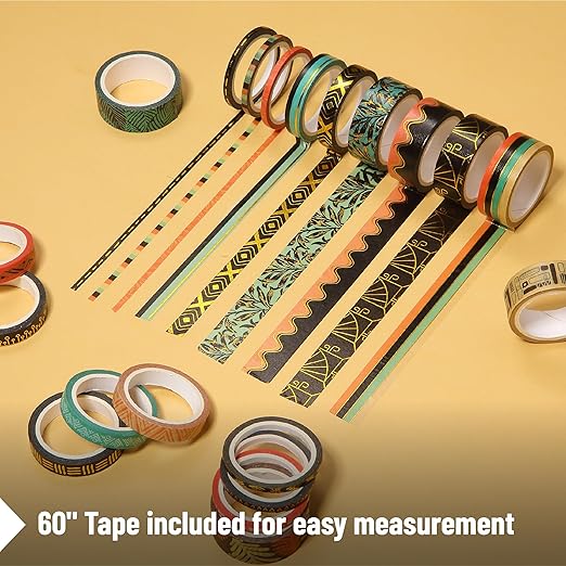 Mr. Pen- Washi Tape Set, 21 Rolls, Assorted Sizes, 5.5 Yards/Roll | Washi Tape for Scrapbook, Arts, Crafts, Journals and Planners, Ethnic Elegance Design