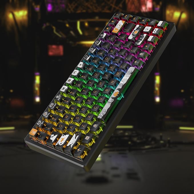 GTSP Punk Pudding Keycaps PBT, 116-Keys Transparent Keycaps 60 Percent ASA Profile Doubleshot Custom Replacement Caps US Layout for Full Size 75% 65% 60% Mechanical Keyboard (Fairy Tale)