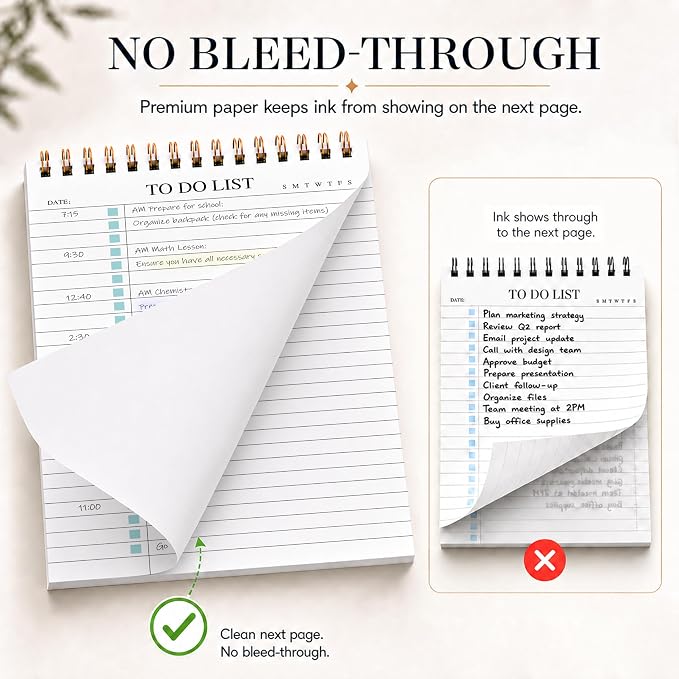 To Do List Notepad 3 Pack, Undated Daily Planner Notepad With To Do List Notebook Checklist Planner Spiral Waterproof Notepad for Office Supplies, School Planner, 52 Sheets/Pack, 5.5"*8.3" A5 Size