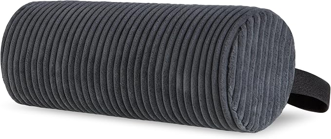 Lumbar Roll Lumbar Support Pillow for Office Chairs, Cars, and Gaming Chairs, Back Cushion with Washable Cover & Adjustable Strap to Relieve Back Pain and Improve Posture, 15"x6"x5", Dark Grey