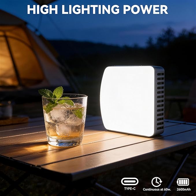 10W Portable Selfie LED Video Light - Max.3300 Lux vlogging Light, 1800K-9000K,2600mAh Rechargeable Battery,Video Conference Lighting Kit for Phone/Laptop Selfie Lights with Clip & Cold Shoe