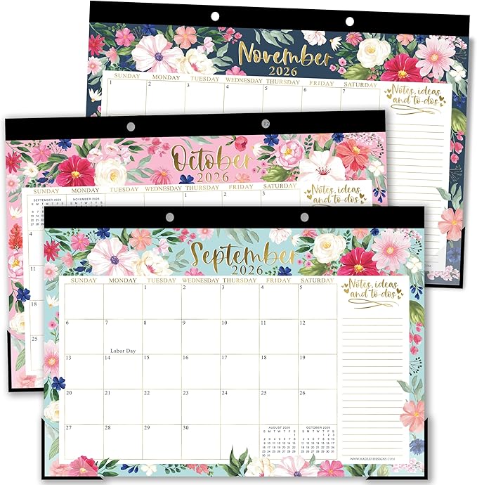 Hadley Designs Large Teacher Desk Calendar 2026-2027 - Desktop Calendar 2026, 18-Month Desk Calendars for Home, Office & Classroom, Cute Classroom Must Haves, Back to School Teacher Gifts