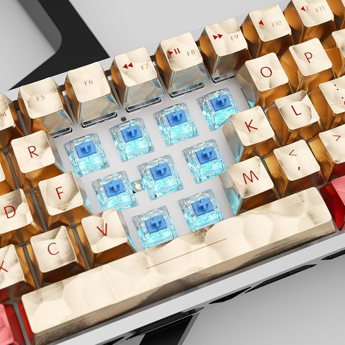 Zhouwang 10Pcs Crystal Blue Switches,Dustproof and Waterproof,Strong Tactile Feedback with Crisp Click Sound, Suitable for clicker for 3D Prints and MX Gaming Mechanical Keyboards