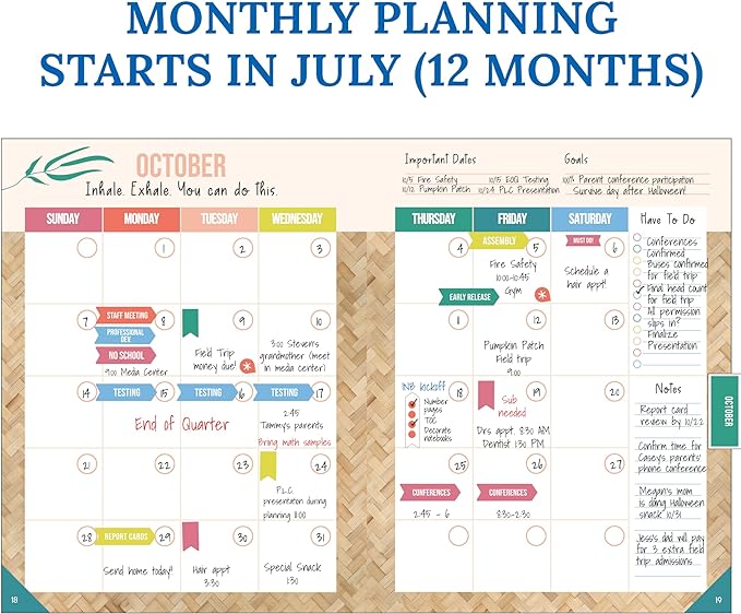 Carson Dellosa True to You Teacher Planner 2026-2027, Undated 8" x 11" Lesson Plan Book With Stickers, Class Schedule, Weekly Calendar School Supplies, Homeschool Essentials and Classroom Must Haves