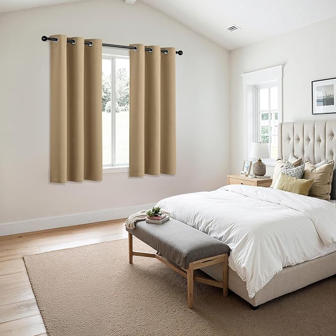 MIULEE Blackout Curtains for Bedroom Living Room 2 Panels, Thermal Insulated Room Darkening Drapes Grommet Noise Reducing Light Blocking Window Treatments 54 Inches Long 40x54 Inch Taupe Brown