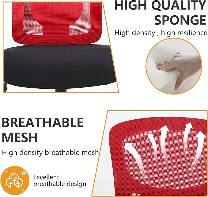 PayLessHere Ergonomic Desk Chair Office Chair Computer Chair 500lbs with Lumbar Support Wide Seat Adjust Arms Rolling Swivel High Back Task Executive Big and Tall Office Chair for Home Office，Red