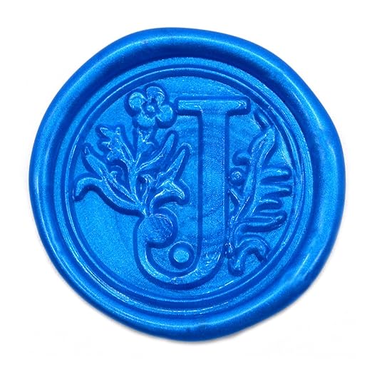 Medieval Initial Alphabet Sealing Wax Stamp, Brass Head Wooden Handle, for Thanksgiving Card/Envelope/Gift Wrap/Wedding Engagement Party Invitation - Letter J