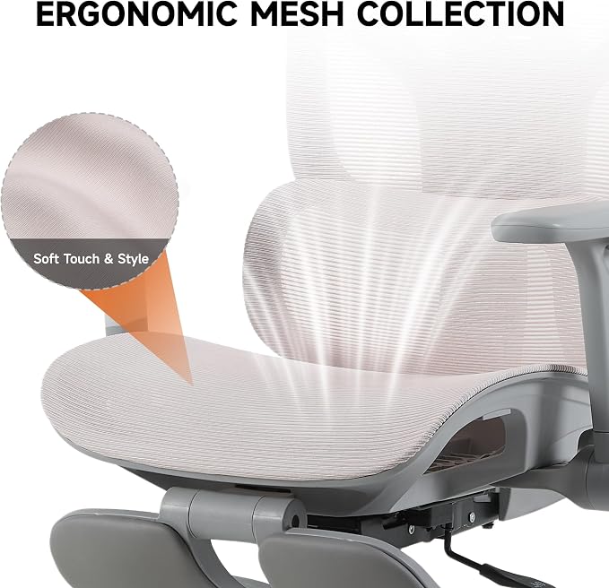 Korser Ergonomic Mesh Office Chair with Footrest, Big and Tall Desk Chair with 4D Flip-Up Arms, Auto-Tracking Lumbar Support, 3D Headrest, High Back Computer Gaming Chair for Home Office, Pink