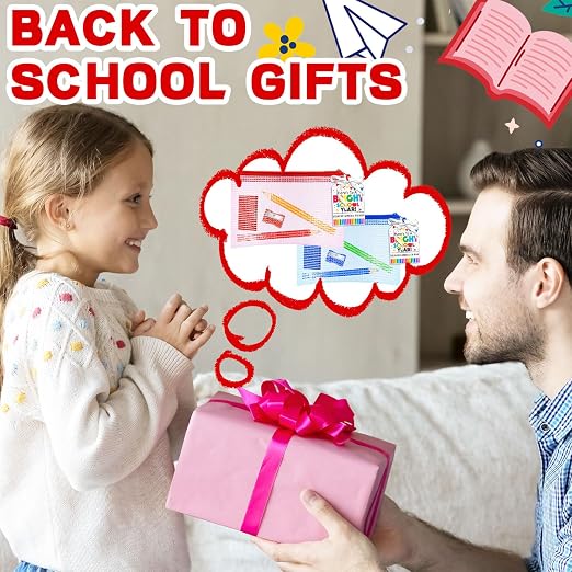 181 Pcs Back to School Gift Include 60 Colorful Pencils 30 Eraser 30 Mesh Zipper Pouch Bags and 30 Pencil Sharpener 30 Sheets Cards Set with Ribbon Stationery Favors for Classroom Exchange Gift