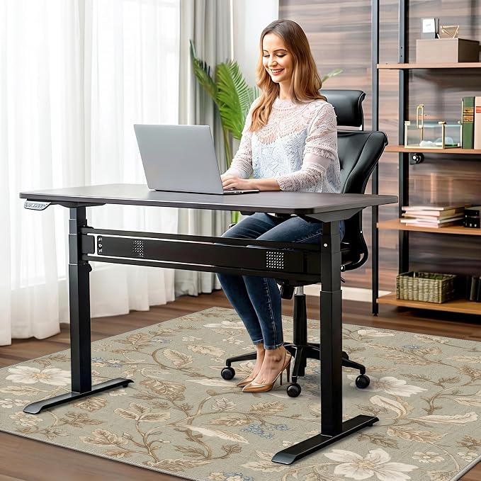 48"x72" Office Chair Mat for Hardwood Tile Floor, Under Desk Carpet Protector for Rolling Computer Chair Mat, Machine Washable Area Rug, Anti-Slip 1/5" Thick Low Pile Thin Vinyl Floor Mat, Dusty Green