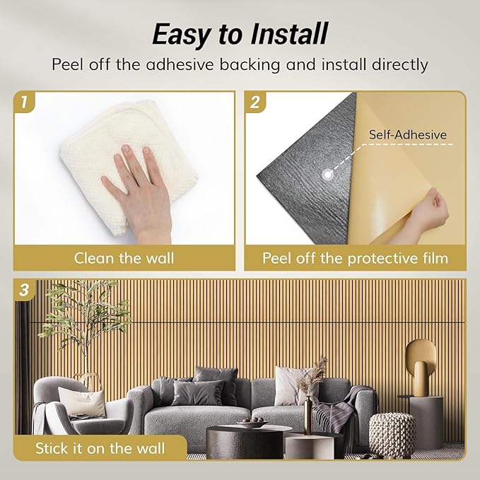 TONOR 4 Pack Large Acoustic Panels,47.2" X 23.6" X 0.35" Acoustical Wall Panel, Self-Adhesive Sound Proof Panels, Decorative Soundproof Wall Panels for Echo Absorption for Home Studio Office, Oak