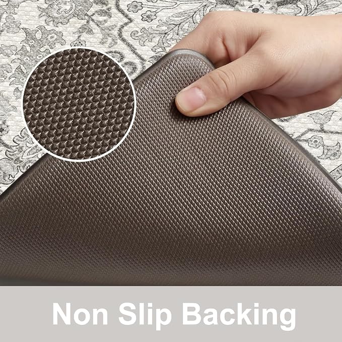 KIMODE Anti Fatigue Kitchen Mats,Light Grey Distressed Kitchen Runner Rugs | Padded Kitchen Mat for Floor, Comfort Standing Desk Mat, Cushioned Kitchen Mats for Floorfor Laundry Office Sink 24"x59"