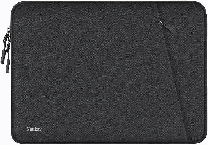 Naukay Laptop Sleeve 15 inch, Shockproof Protective Computer Case Cover with Accessories Pocket, Water Resistant Traveling Carrying Laptop Bag Compatible for MacBook Dell HP Acer Asus Lenovo, Black